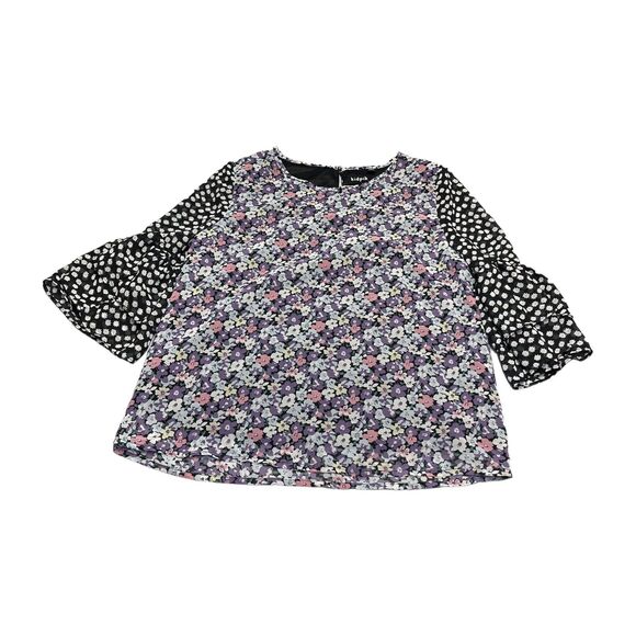 Kidpik Blouse Top Girls XL Multicolor Floral Crew Neck Flared Sleeve Classic Fit - Picture 1 of 6
